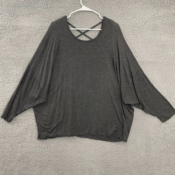 Zim & Zoe‎ Lounge Women 22/24 Gray Casual Dropped Sleeve Oversize Top - Picture 1 of 9